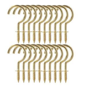20pcs Cup Ceiling Hooks 1-1/2 Inch Metal Screw-in Ceiling Wall Hooks Gold Tone